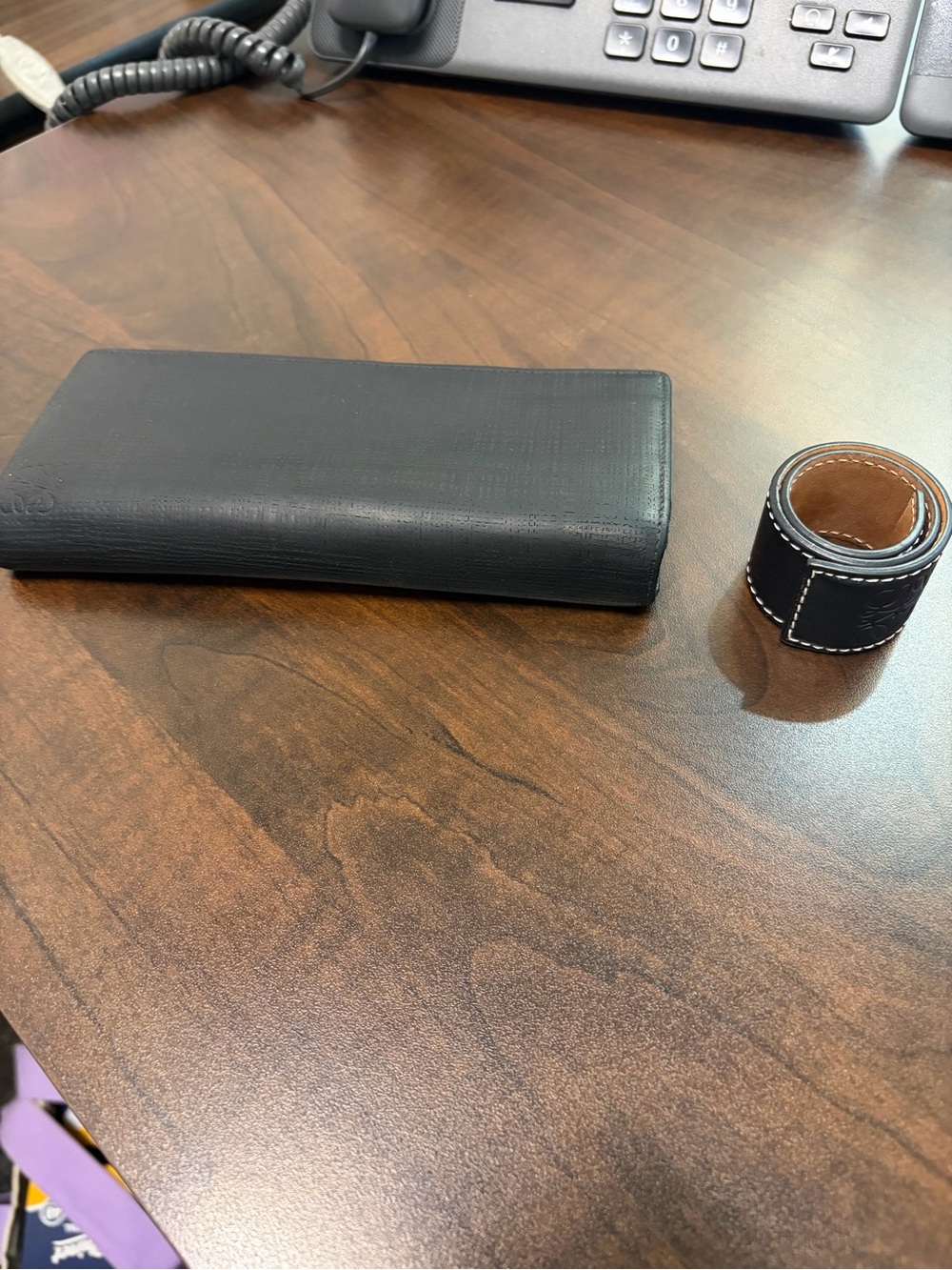 Loewe Leather Card Holder with Leather Slap Bracelet